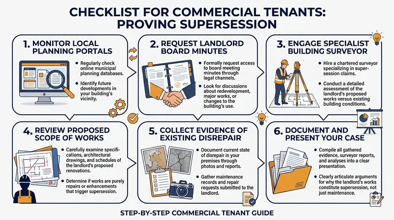 Proving supersession requires early preparation and active investigation into the landlord's post-lease agenda.