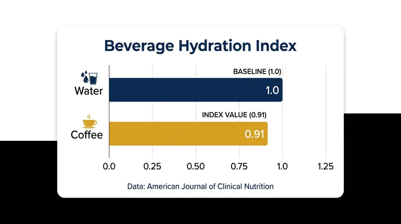 The Beverage Hydration Index shows that coffee retains fluid in the body at nearly the same rate as plain water.