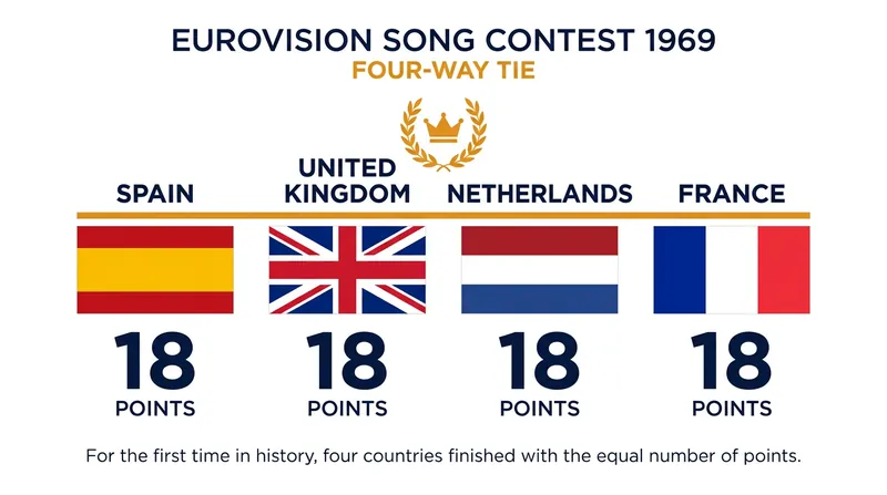 The 1969 contest ended in an unprecedented four-way tie, forcing the EBU to rethink the ballot.