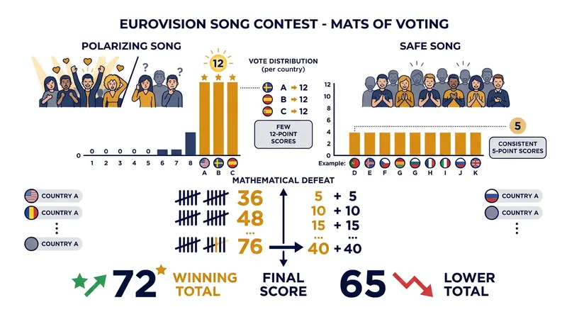 The victor's premium ensures that polarizing, eccentric entries mathematically outpace safe, universally liked songs.