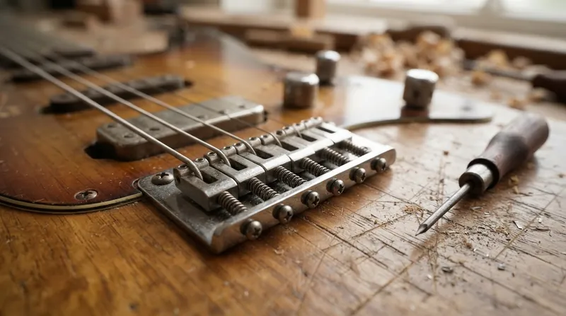 Illustration: Luthiers adjust saddle position to lengthen the vibrating span of stiffer strings, ensuring fretted notes play in tune.