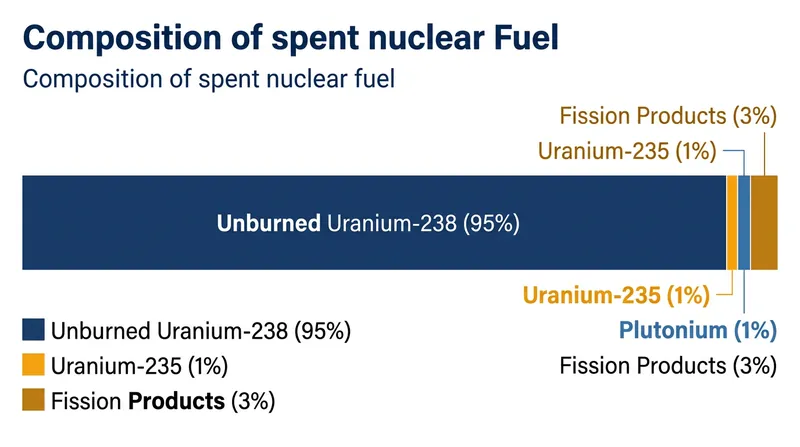 Only a small fraction of a nuclear fuel assembly is actually consumed during its time in the reactor core.