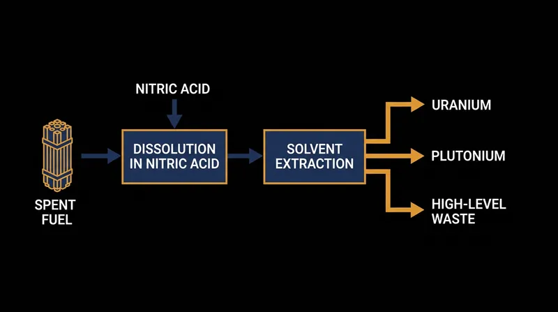 The PUREX chemical separation process strips away the highly radioactive fission products, leaving pure plutonium behind.