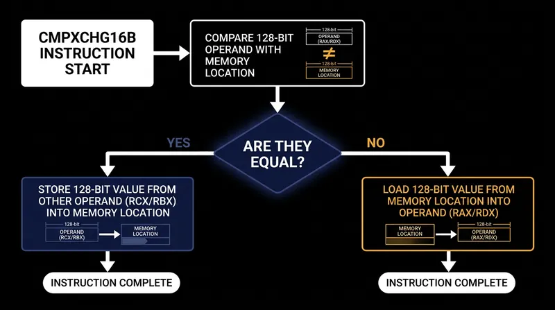 The 128-bit compare-and-swap instruction allows a full 64-bit pointer and a 64-bit counter to be evaluated simultaneously.