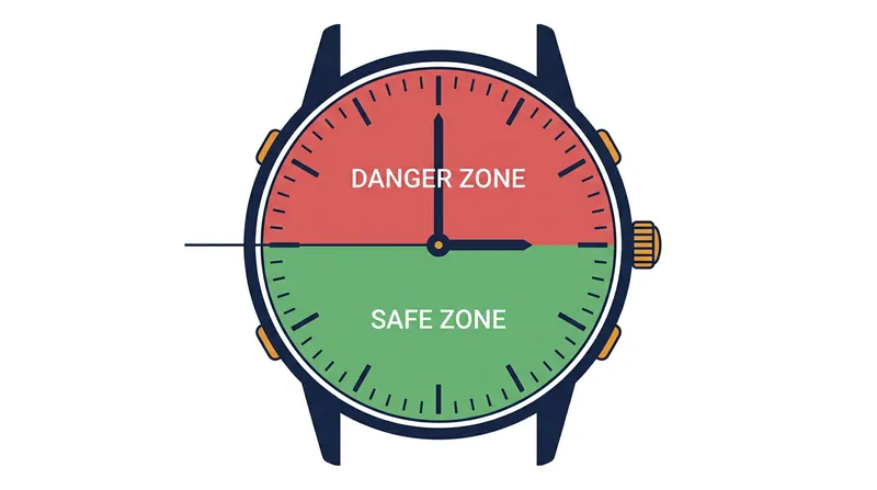 The mechanical danger zone typically spans the top half of the dial.