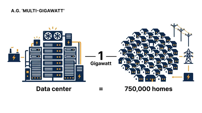 A single gigawatt of electrical capacity is roughly equivalent to the power required by 750,000 homes.