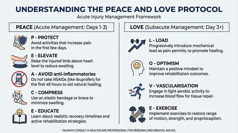 The British Journal of Sports Medicine introduced the PEACE and LOVE protocol to replace the outdated RICE method.
