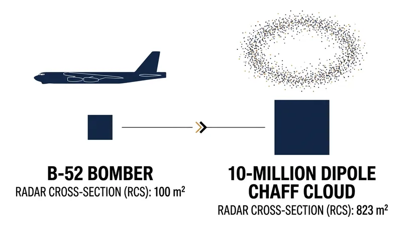 A single chaff cartridge generates a radar return over eight times larger than a B-52 bomber.