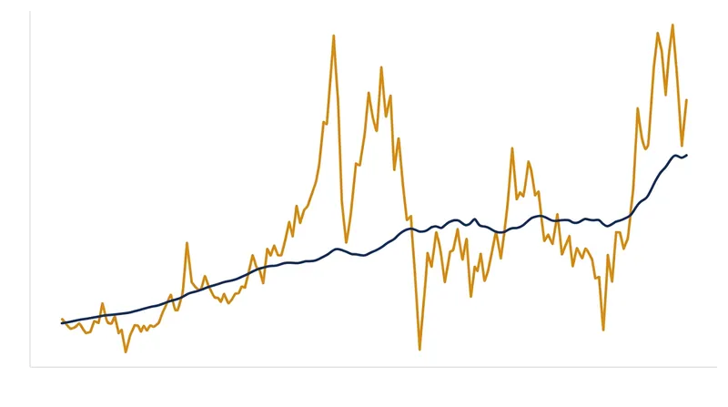 Owners' Equivalent Rent smooths out the extreme volatility of the housing market by tracking the service yield rather than the asset price.