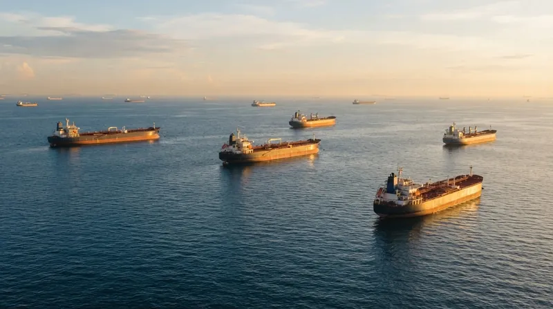 Illustration: Dozens of vessels remain anchored outside the Gulf watch box, waiting for a diplomatic breakthrough.