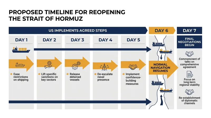 The seven-day phased reopening blueprint proposed by Tehran.