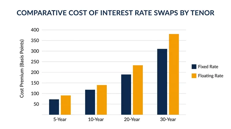 Financial markets price certainty at a steep premium, making 30-year hedges prohibitively expensive for retail banks.