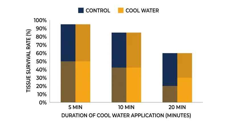 Stopping the cooling process before 20 minutes allows the tissue to reheat and microvascular clotting to resume.