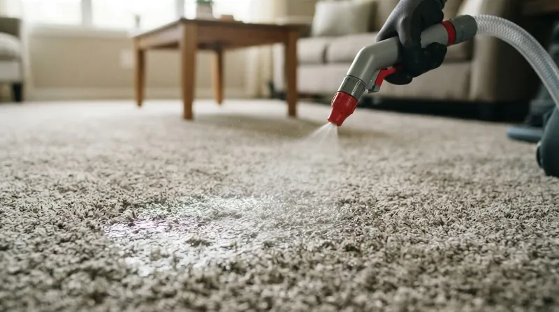 Illustration: The volume of the applied enzymatic solution must match or exceed the volume of the original spill to reach the crystals anchored in the polyurethane underlayment.