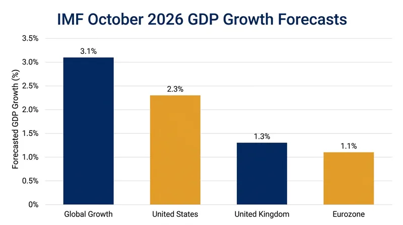 The United States continues to outpace other advanced economies in the IMF's October 2026 growth projections.
