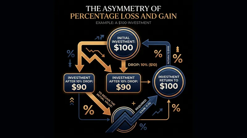 A mathematical asymmetry dictates that recovering from a loss requires a larger percentage gain than the initial decline.