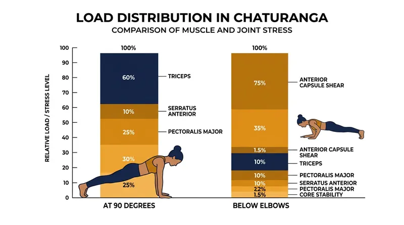 Dipping below 90 degrees shifts the physical load off the muscles and onto the joint ligaments.