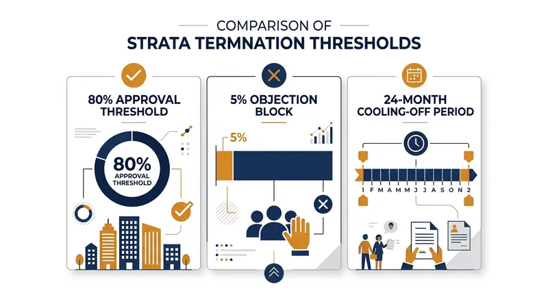 Statutory thresholds for condominium termination in reformed jurisdictions.