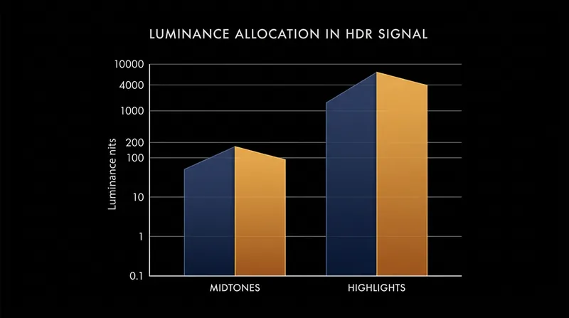 HDR anchors midtones low to leave headroom for specular highlights.