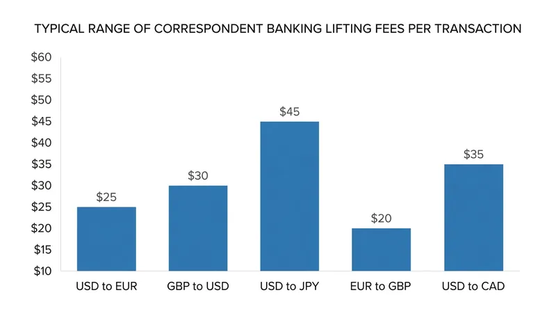 Lifting fees typically range from $15 to $50 per intermediary hop.