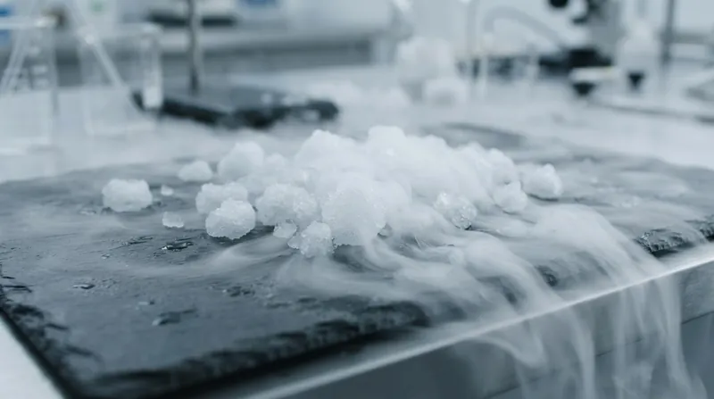 Illustration: The pressure of a skate blade melts water ice into a lubricating liquid layer—a phenomenon that cannot occur on dry ice.