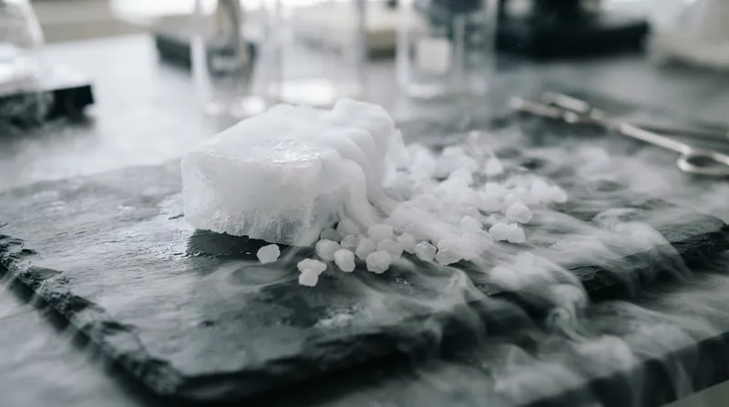 Illustration: The lack of a liquid phase makes dry ice ideal for shipping temperature-sensitive medical supplies without leaving moisture damage.