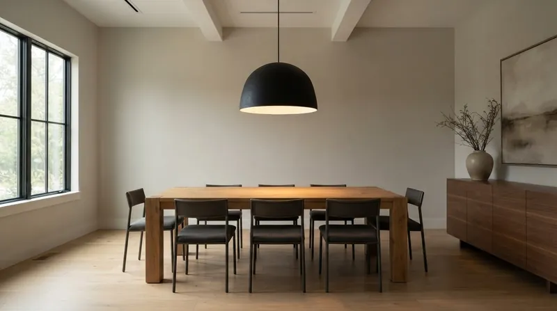 Illustration: In rooms with ceilings taller than 2.4 metres, fixtures are hung higher, requiring deeper shades to maintain glare protection.