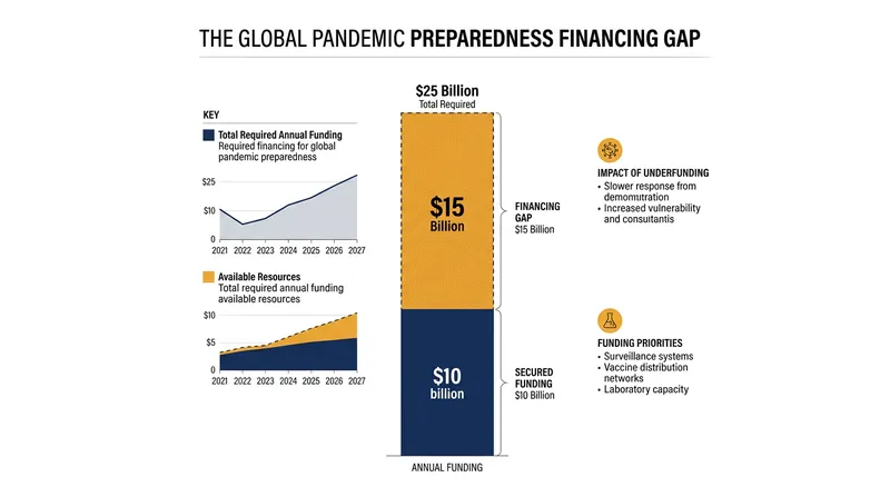 The declaration identifies a $15 billion annual shortfall in pandemic preparedness financing.
