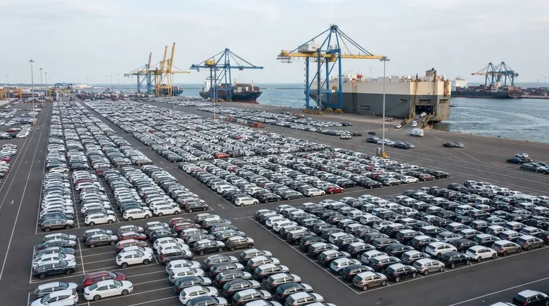 Illustration: The quota specifically targets finished vehicles arriving at European ports.