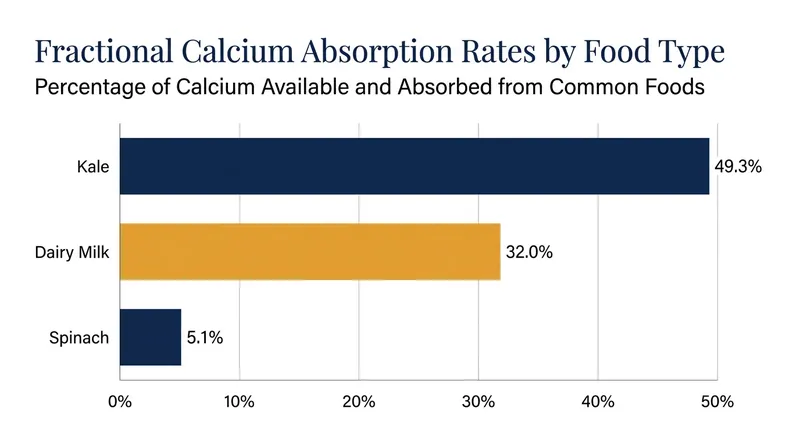 Fractional absorption rates reveal how much of a food's total calcium the human body can actually use.