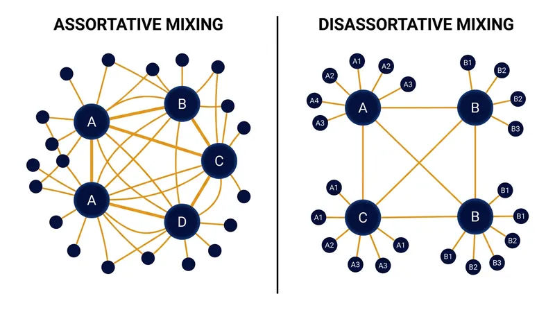 Unlike assortative networks that trap information in cliques, disassortative networks broadcast hub behavior directly to the periphery.