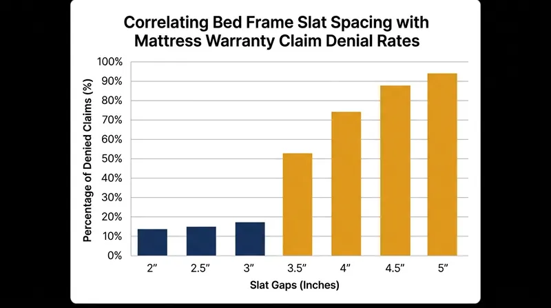 Mattress manufacturers routinely deny warranty claims for sagging if the foundation's slat spacing exceeds 7.5 centimeters.