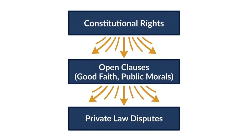 How constitutional rights radiate into private law through open clauses.