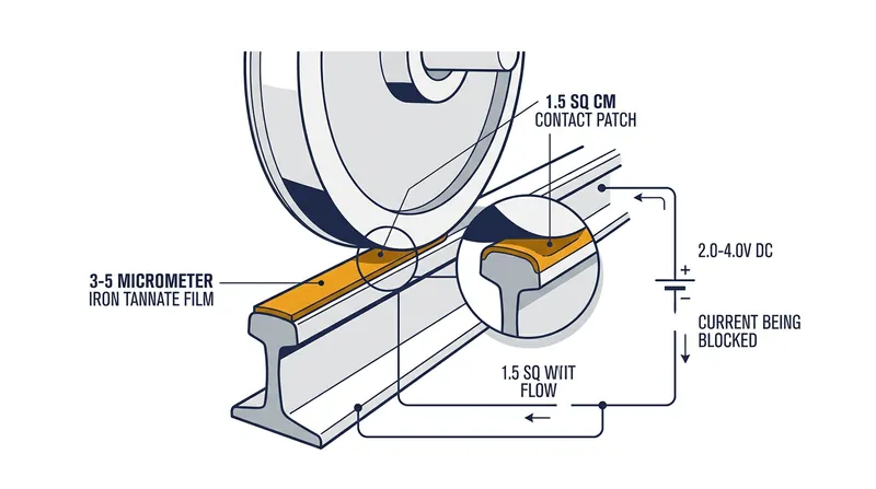 A film just 3 micrometers thick is enough to insulate the wheel from the rail, blinding the signaling system.