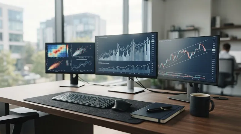 A close-up view of a corporate analytics dashboard displaying complex regression charts and marketing data.