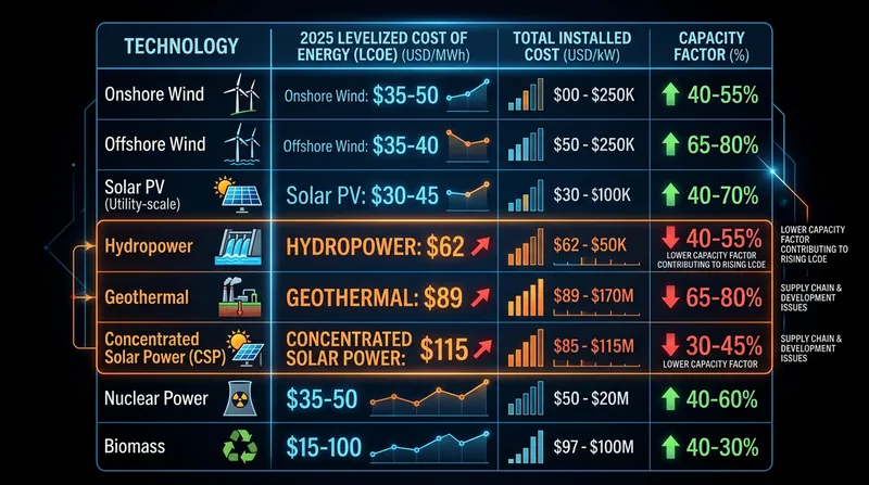 Dispatchable renewables recorded higher costs in 2025, driven primarily by lower operational output rather than equipment prices.