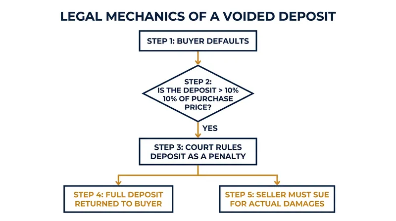 When a deposit is ruled a penalty, the entire forfeiture clause is invalidated, forcing the seller to prove actual losses.