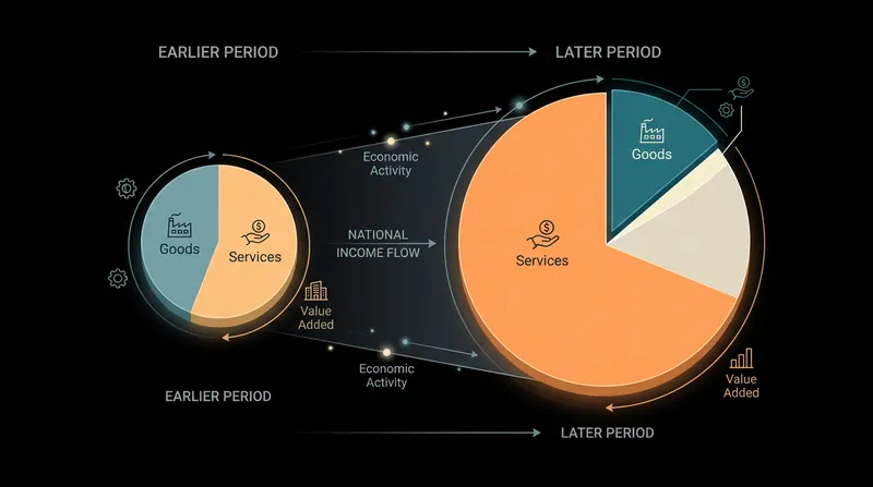 As societies grow wealthier through manufacturing efficiency, they devote a larger share of their income to services.