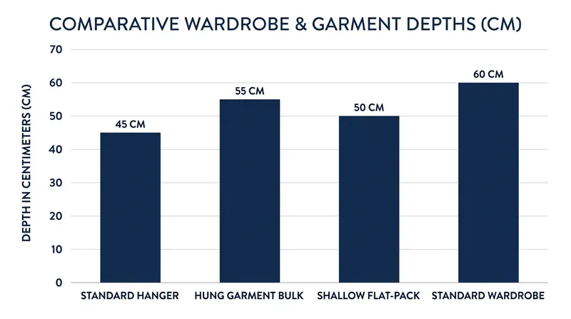 How garment bulk outgrows shallow flat-pack furniture.