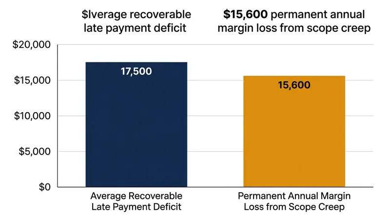 Scope creep destroys permanent wealth, whereas late payments represent a temporary cash-flow gap.