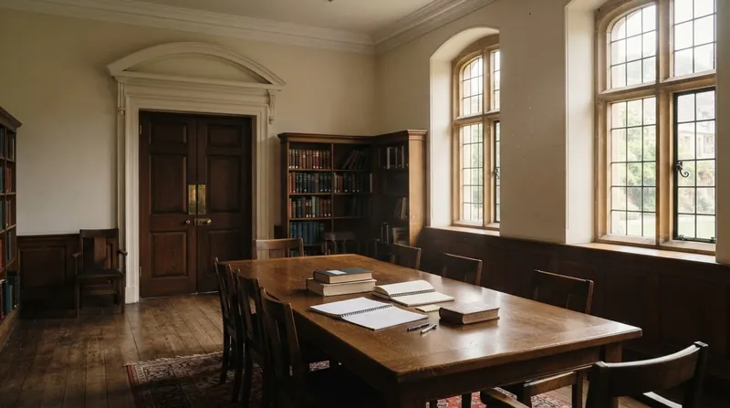 Illustration: The British viva voce is conducted behind closed doors, allowing examiners to critique the work without a public audience.