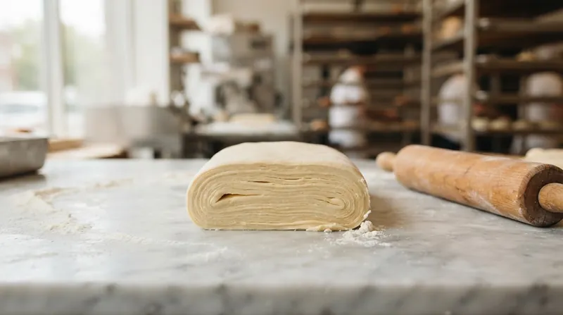 Illustration: When rolled at exactly 16°C, the butter layers inside the dough thin out to just 20 microns without breaking.