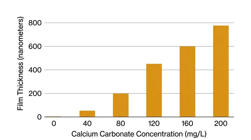 Film thickness scales directly with the concentration of calcium carbonate in the brewing water.