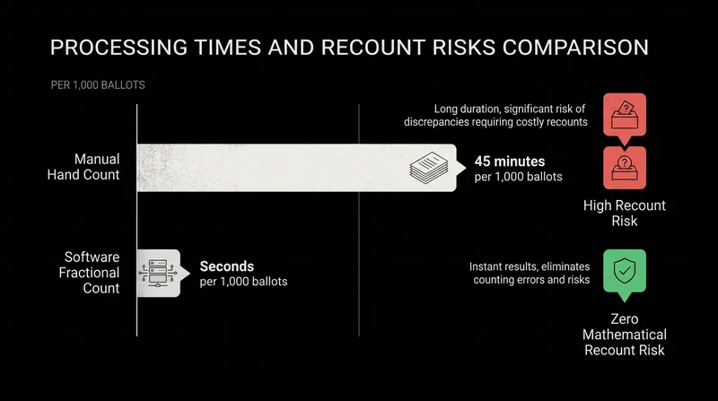 While software counts are faster, they remove the physical transparency of a manual hand count.