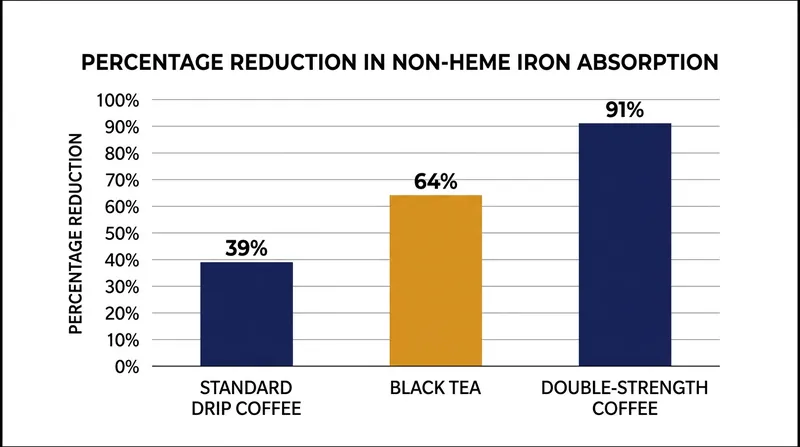 The severity of the iron blockade is dose-dependent, scaling directly with the beverage's total polyphenol concentration.