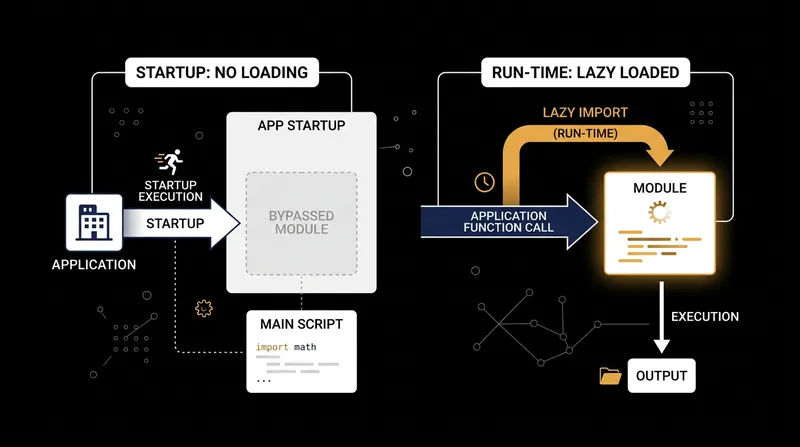 Lazy imports defer module loading until the application explicitly requests the dependency.