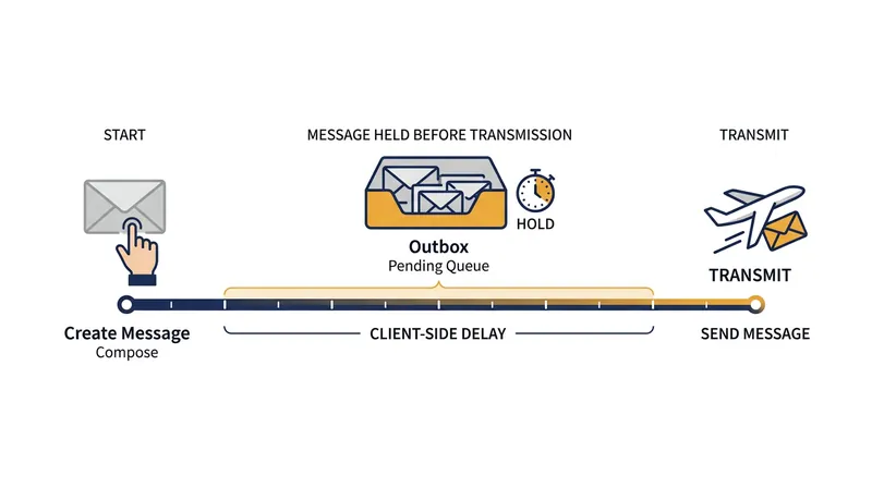 Configuring a deferred delivery rule provides a brief window to delete messages before they enter the network.