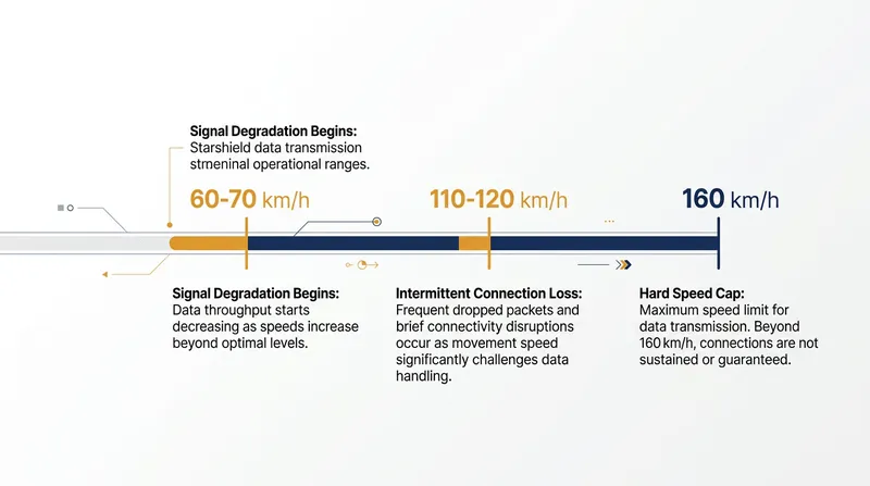 Frontline units report that Starshield connectivity begins to degrade well before the 160 km/h hard cap is reached.
