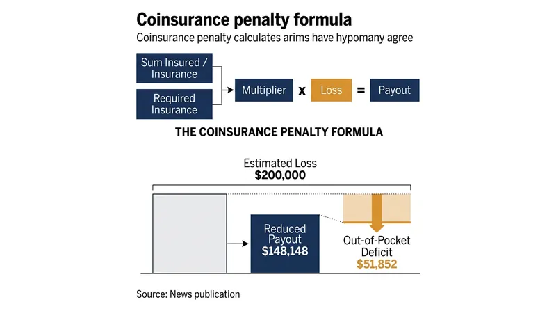 How the coinsurance formula scales down a fixed partial loss when the property is underinsured.