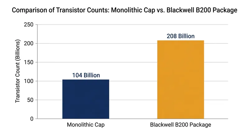 By stitching two reticle-limited dies together, Nvidia's Blackwell architecture doubles the physical transistor cap.